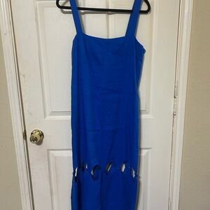 Blue Sleeveless Cutout Dress